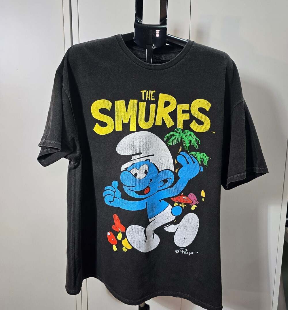 The Smurfs Graphic Tee Black Washed Oversized T-Shirt